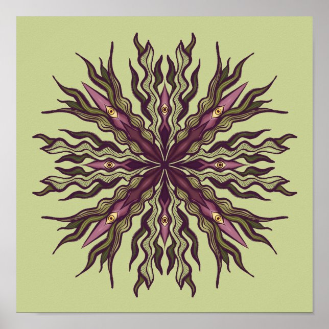 Psychedelisk Ögonväxt - Surreal Botanisk Mandala Poster (Framsidan)