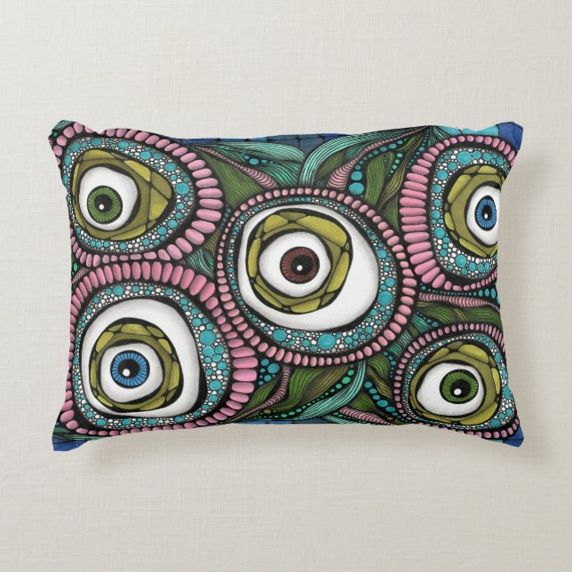 Psychedelisk Ond Öga Zentangle Lumbalpåse - Sur Prydnadskudde (Framsidan)