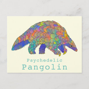 Psychedelisk Pangolin Utrotningshotade Arter Djur Vykort