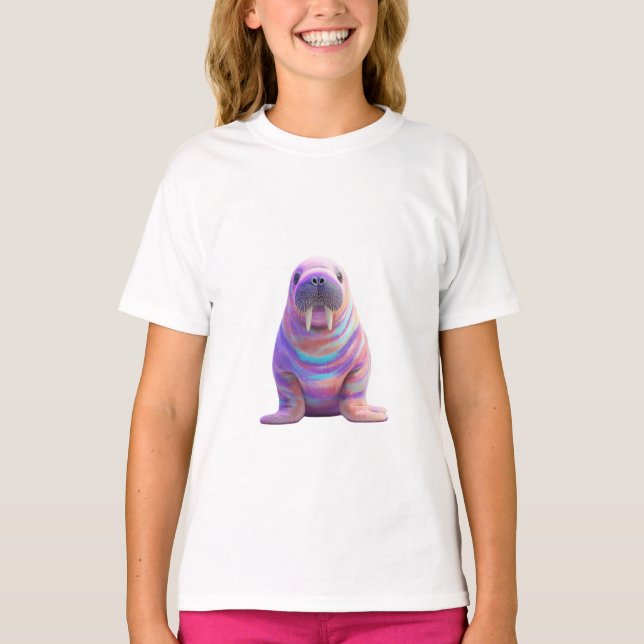 Psychedelisk Pastell Tie Dye Valross Barn T Shirt (Framsida)