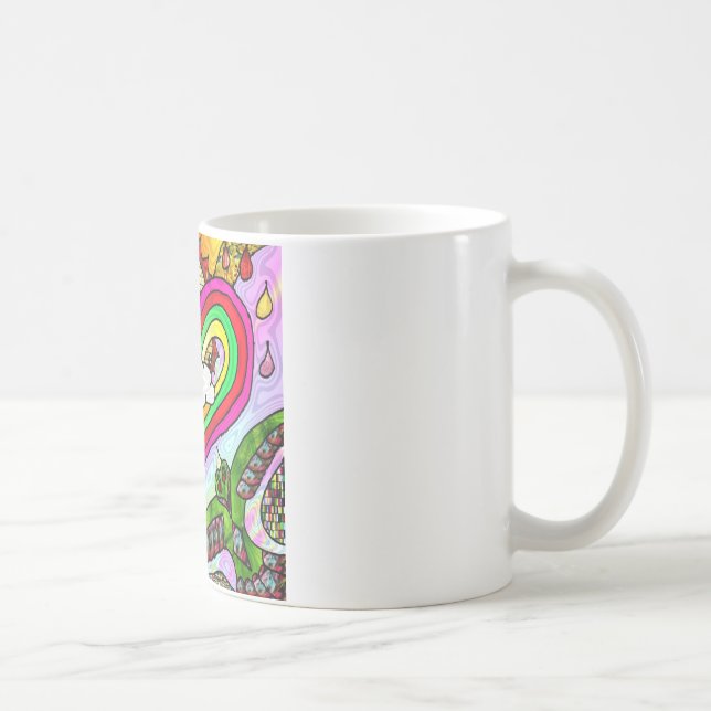 Psychedelisk regnbåge hjärta konsttryck kaffemugg (Höger)