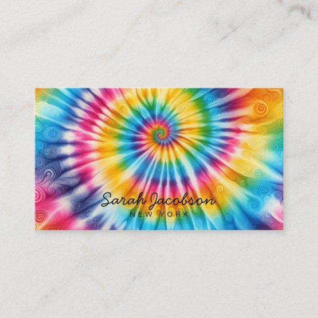 Psychedelisk regnbåge Retro TIe-Dye Visitkort (Framsida)