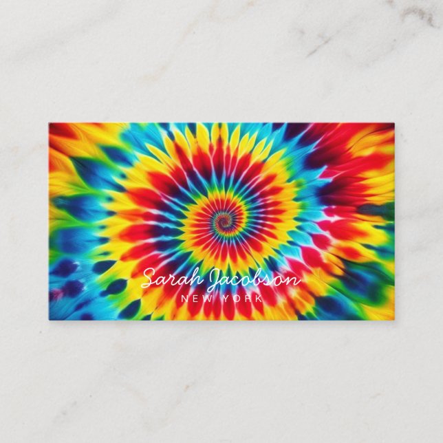 Psychedelisk regnbåge Retro TIe-Dye Visitkort (Framsida)