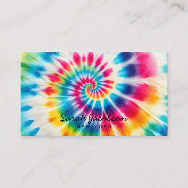 Psychedelisk regnbåge Retro TIe-Dye Visitkort (Framsida)