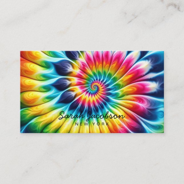 Psychedelisk regnbåge Retro TIe-Dye Visitkort (Framsida)