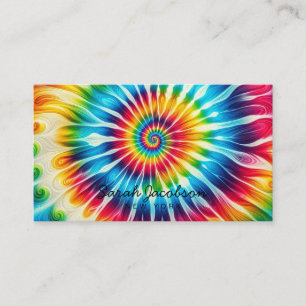 Psychedelisk regnbåge retro tie-dye visitkort