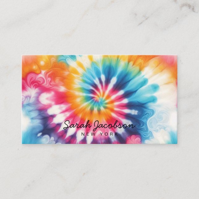 Psychedelisk regnbåge Retro Tie-Dye Visitkort (Framsida)