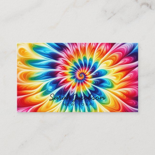Psychedelisk regnbåge Retro TIe-Dye Visitkort (Framsida)