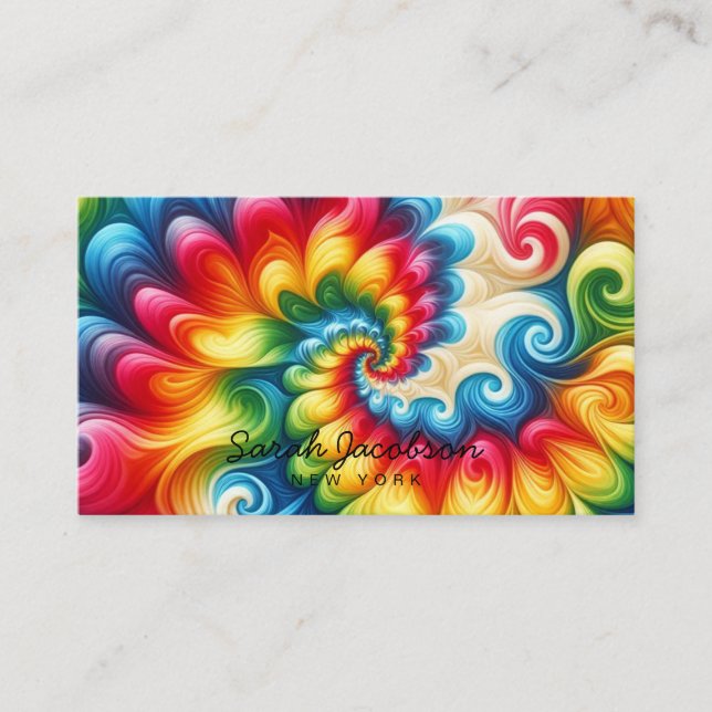 Psychedelisk regnbåge Retro Tie-Dye Visitkort (Framsida)
