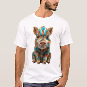 Psychedelisk regnbåge vildsvin gris pojkar t shirt