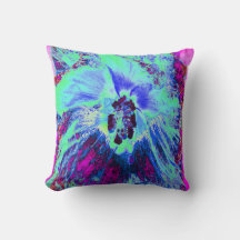 Psychedelisk Retro Grön och Blå Hibiskusblomma