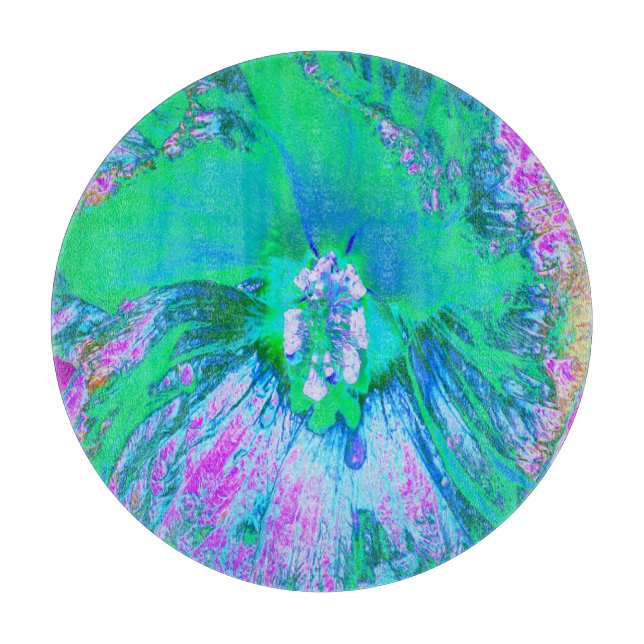 Psychedelisk Retro Grön och Het Rosa Hibiskus (Framsidan)