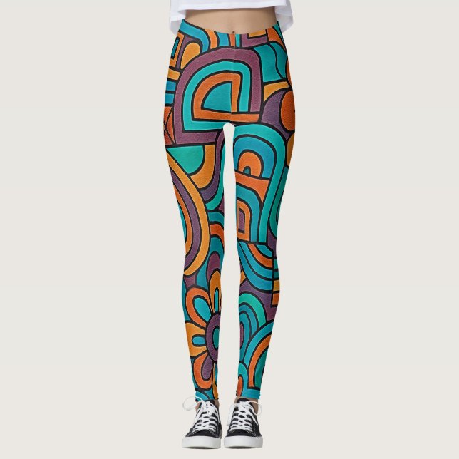 Psychedelisk Retro Leggings (Framsida)