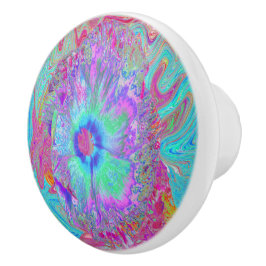 Psychedelisk Retro Regnbåge Blå Hibiskus Knopp