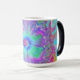 Psychedelisk Retro Regnbåge Blå Hibiskus Magisk Mugg