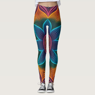 Psychedelisk rippelillusion Sömlös 3D Neon Leggings