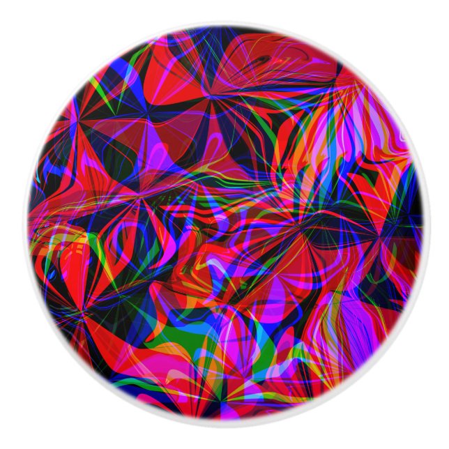 Psychedelisk röd mix abstrakt färgrik knopp (Framsidan)