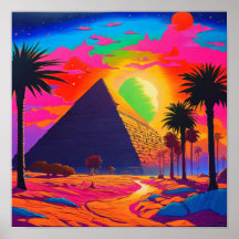 Psychedelisk Rosa Orange Egyptisk Pyramid