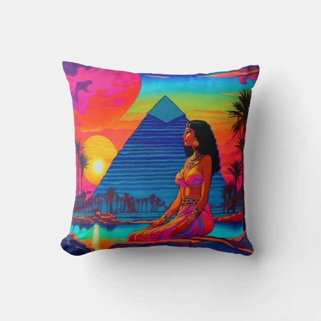 Psychedelisk Rosa Pyramid Prinsessa Kudde (Framsida)