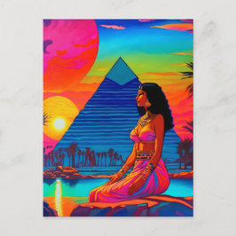 Psychedelisk Rosa Pyramid Prinsessa Vykort
