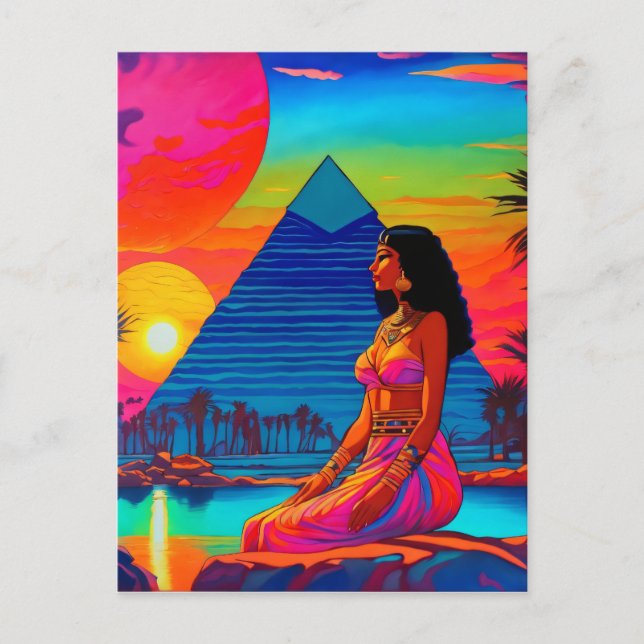 Psychedelisk Rosa Pyramid Prinsessa Vykort (Framsida)