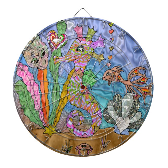Psychedelisk sjöhästsjösköldpadds konst darttavla (Framsidan)