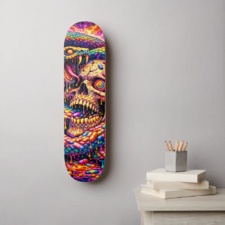 Psychedelisk Skalle Orm Skateboarddäck Mini Skateboard Bräda 18,5 Cm