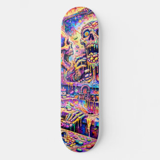 Psychedelisk Skalle Spegel Skateboarddäck Mini Skateboard Bräda 18,5 Cm