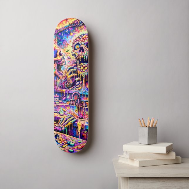 Psychedelisk Skallformad Spegel Skateboarddäck Mini Skateboard Bräda 18,5 Cm (Väggkonst)