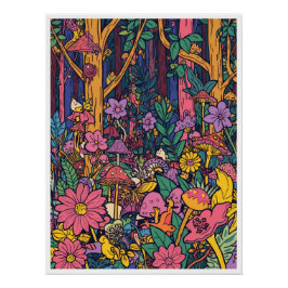 Psychedelisk skogsaffisch perfect poster