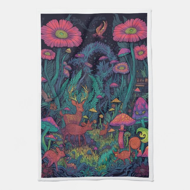 Psychedelisk skogsduk kökshandduk (Vertikal)