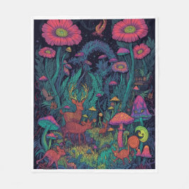 Psychedelisk skogsfiltsfilt fleecefilt