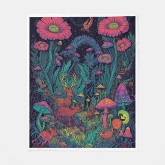Psychedelisk skogsfiltsfilt fleecefilt