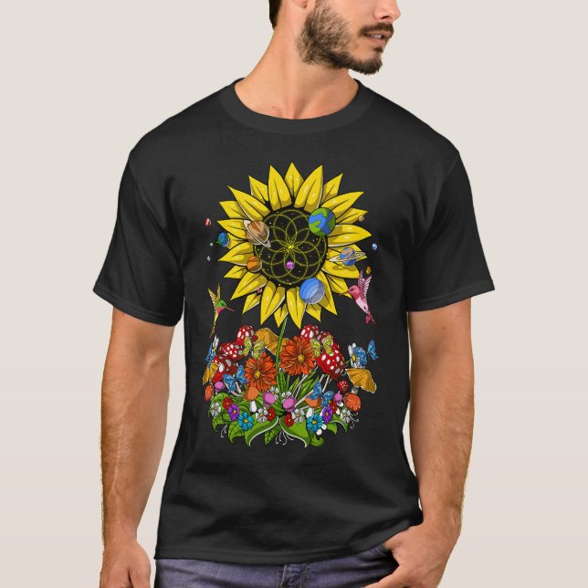 Psychedelisk solros t shirt (Framsida)