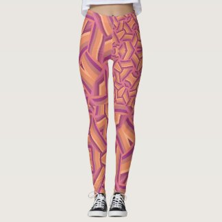 Psychedelisk stjärnexplosion – Groovy rosa & orang Leggings