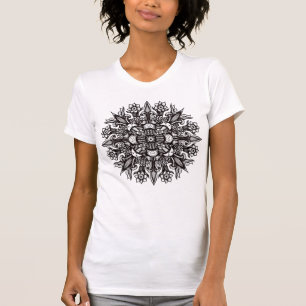 Psychedelisk Svamp Mandala Svart Och Vitt T Shirt