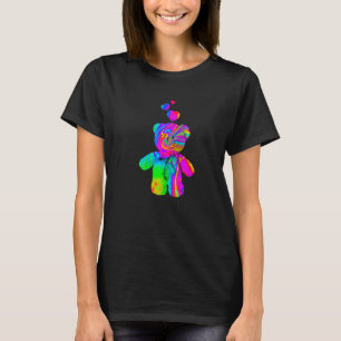 Psychedelisk Teddybjörn Trippy Färgglad Teddy med T Shirt