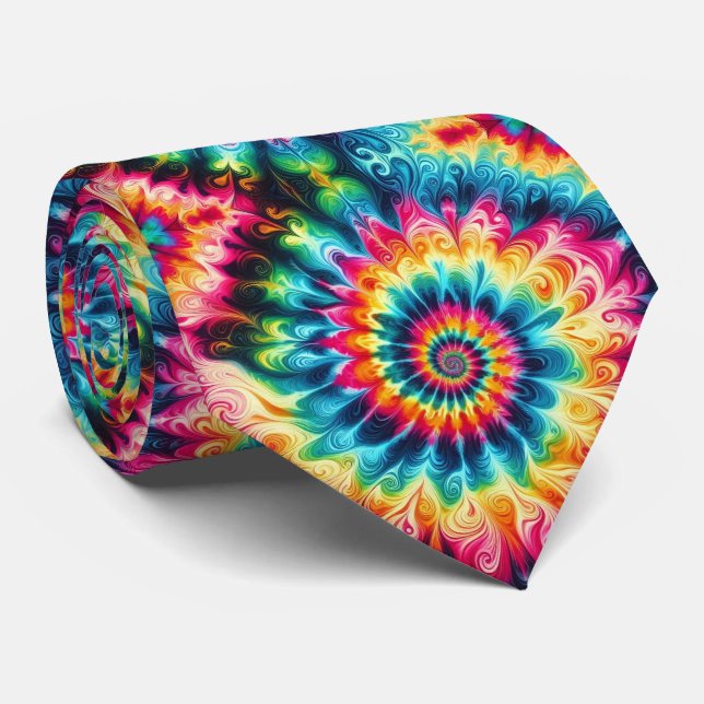 Psychedelisk Tie-Dye-mönster Slips (Rullad)