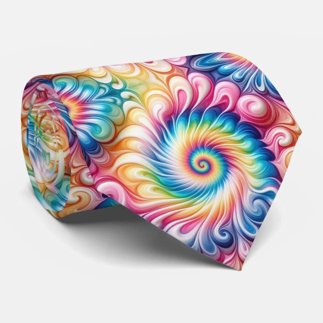 Psychedelisk Tie-Dye-mönster Slips (Rullad)