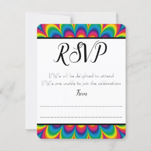Psychedelisk Tie Dye RSVP / Svarskort OSA Kort