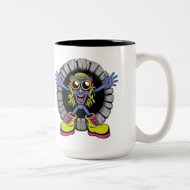 Psychedelisk törnekronmonster Två-Tonad mugg (Höger)