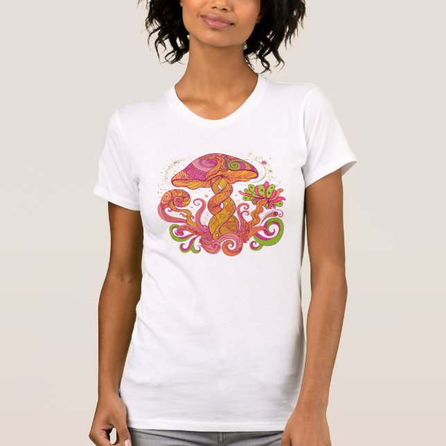 Psychedelisk Trippig Svamp - Färgrik Boho  T Shirt (Framsida)