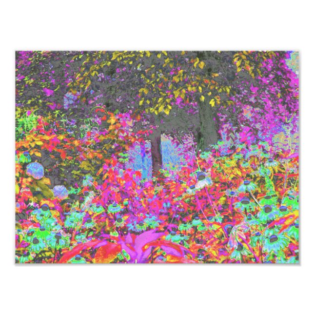 Psychedelisk Tropisk Festival Trädgård Soluppgång Fototryck (Framsidan)