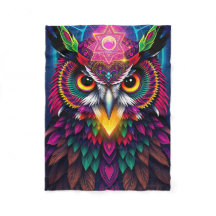Psychedelisk Uggla: Neon Mandala Konst