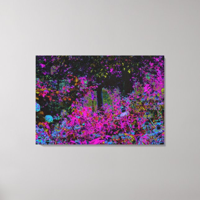 Psychedelisk varmröd och svart trädgårdssoluppgång canvastryck (Framsida)
