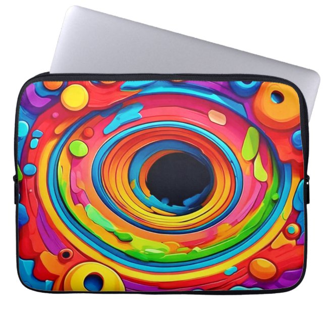 Psychedelisk Virvel Färgrik Abstrakt Laptop Fodral (Framsidan)