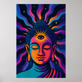 Psychedelisk Zen Buddha - Tredje Ögonets Kosmiska  Poster