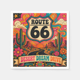 Psychedeliska 70-tals Route 66 Trippy Highway Part Pappersservett