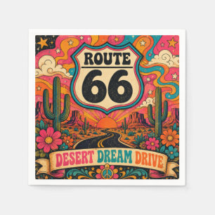 Psychedeliska 70-tals Route 66 Trippy Highway Part Pappersservett