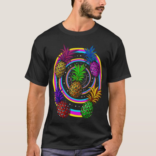Psychedeliska ananasar t shirt (Framsida)